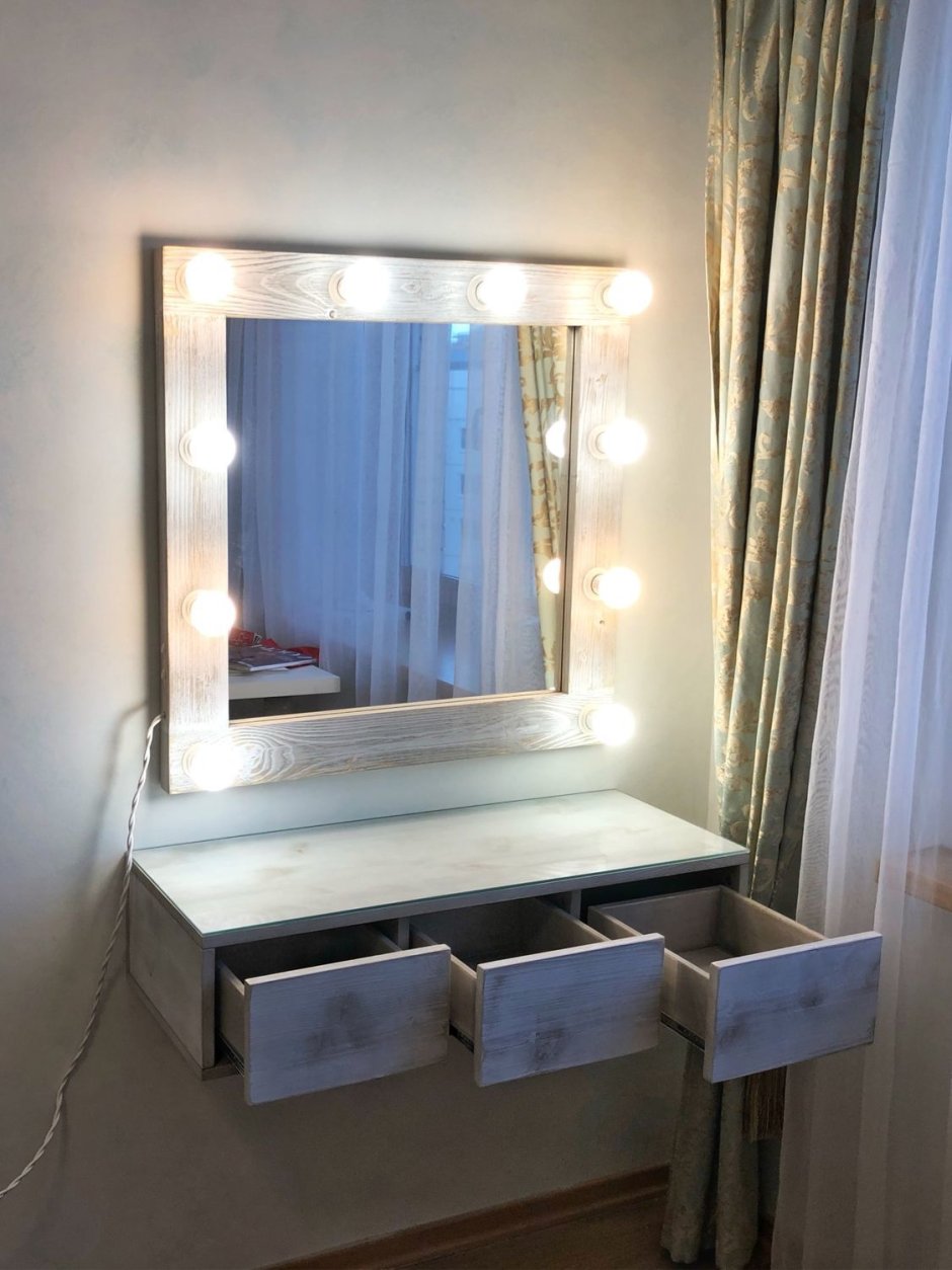 Гримерное зеркало 800 с подвесным ящиком 1000