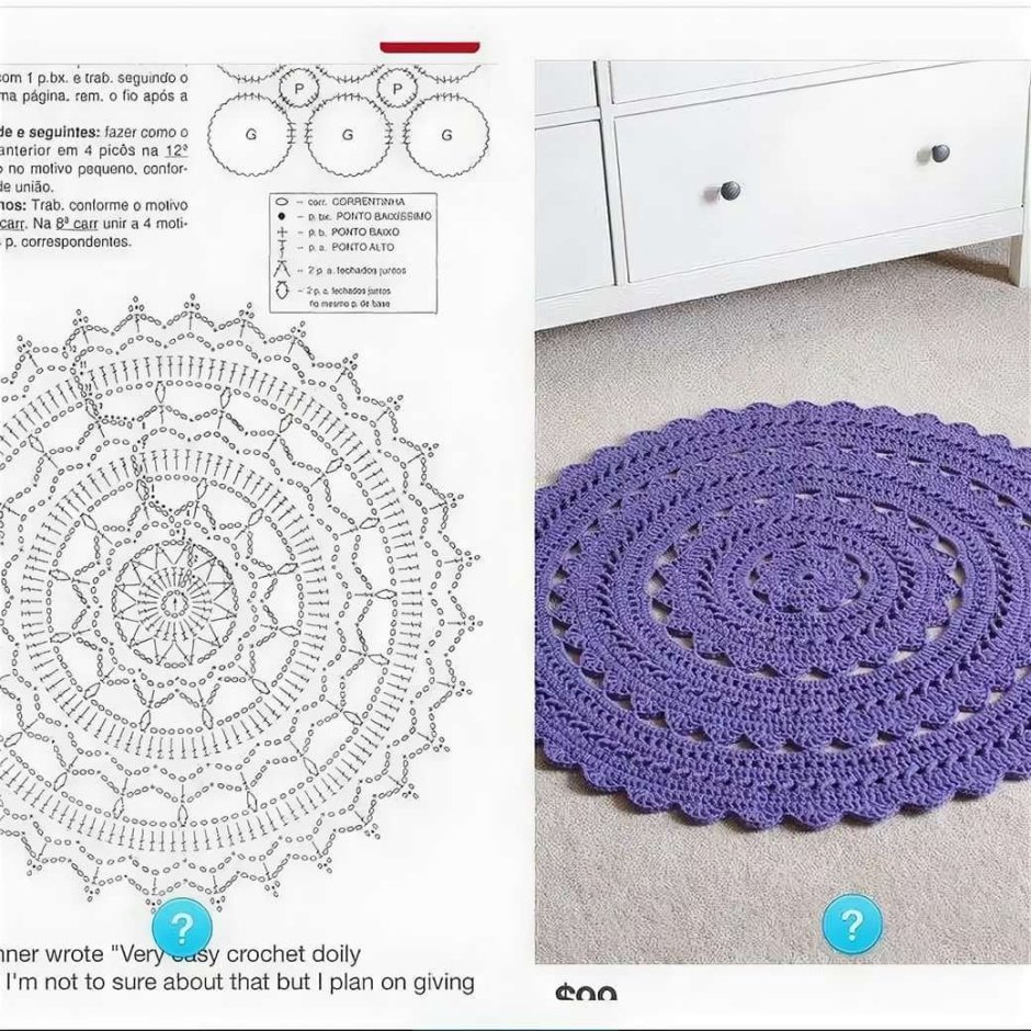 Схема коврика крючком из трикотажной пряжи овальный