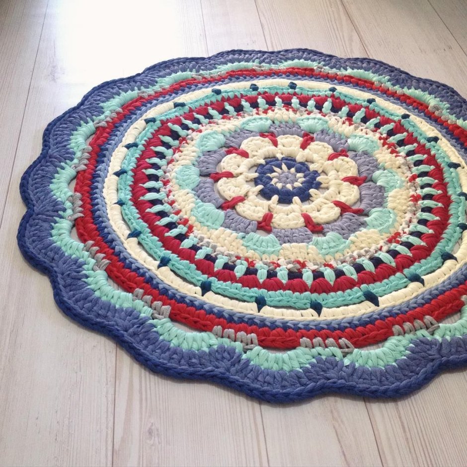 Вязание крючком круг узоры из трикотажной пряжи