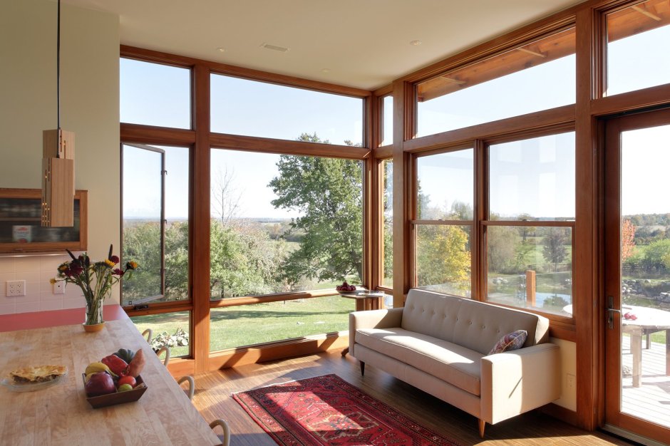 Деревянные панорамные окна