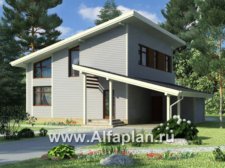 Деревянный дом 120 кв метров 2 этажа с односкатной крышей