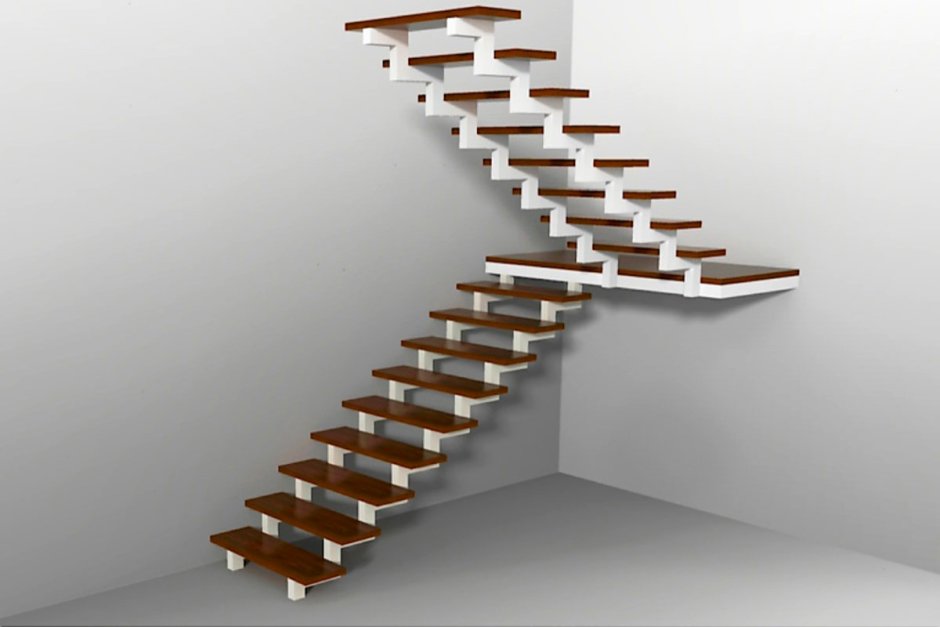 Лестницы на монокосоуре с поворотом на 180 градусов