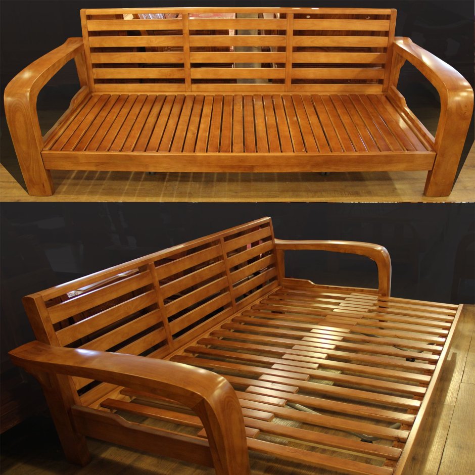 Деревянный диван для бани