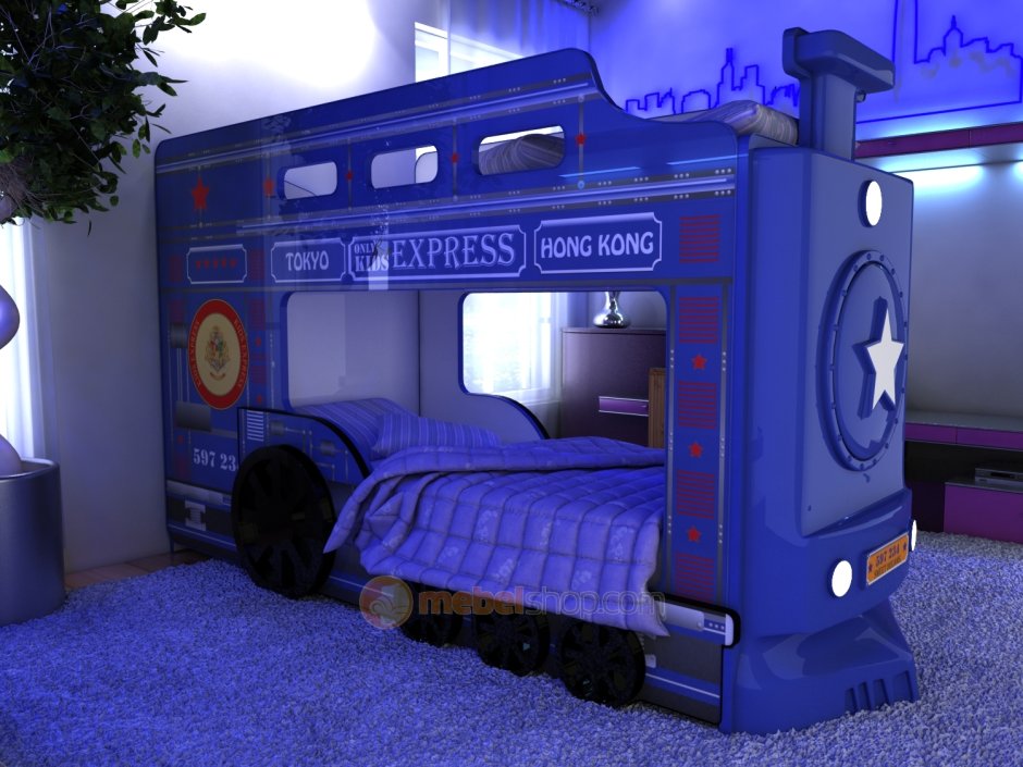 Двухъярусная кровать паровоз