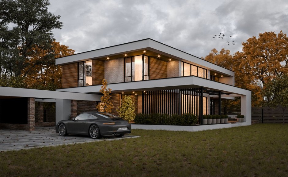 Современный дом с плоской крышей