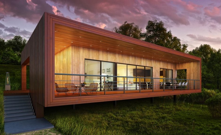 Барнхаус плоской крышей