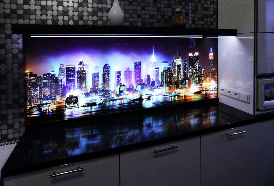 Фартук для кухни зеленого цвета