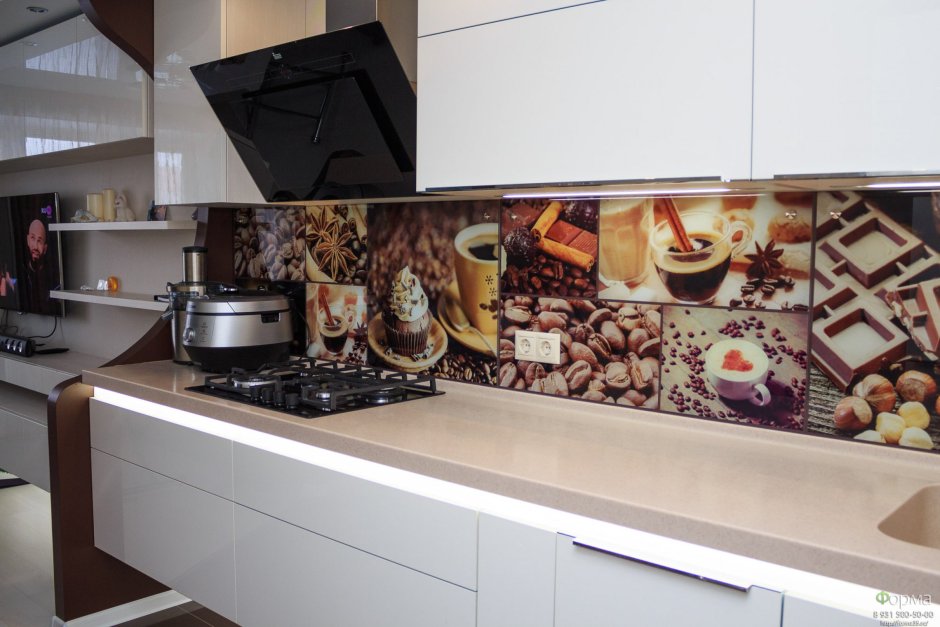 Кухонный фартук из МДФ С фотопечатью кофе