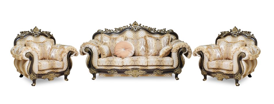 Комплект диван с креслами на белом фоне