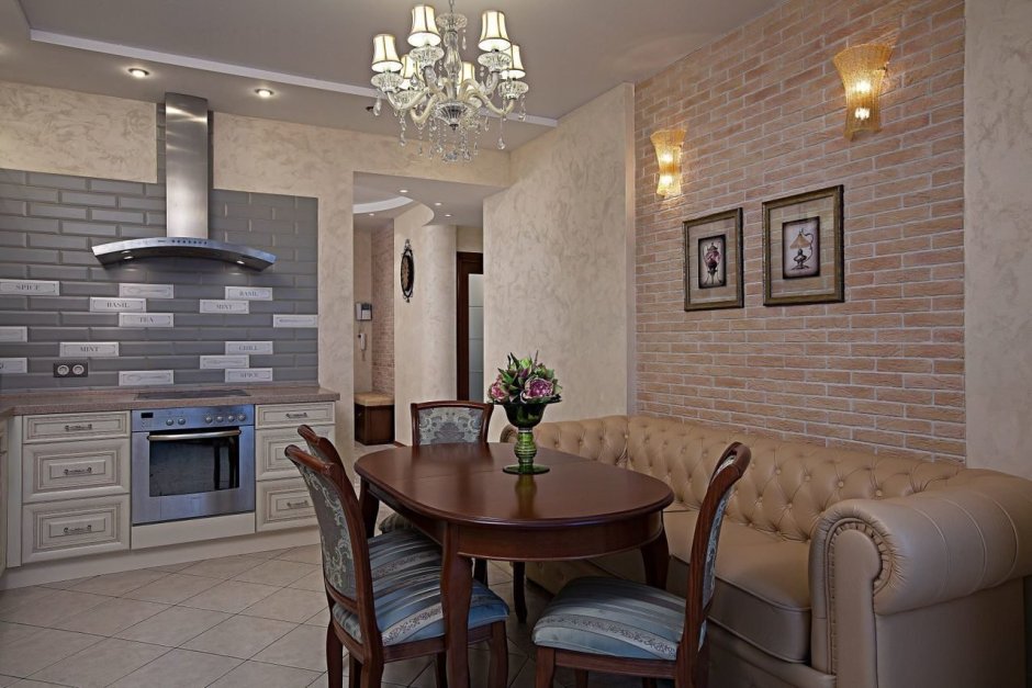 Декоративный камень в интерьере кухни