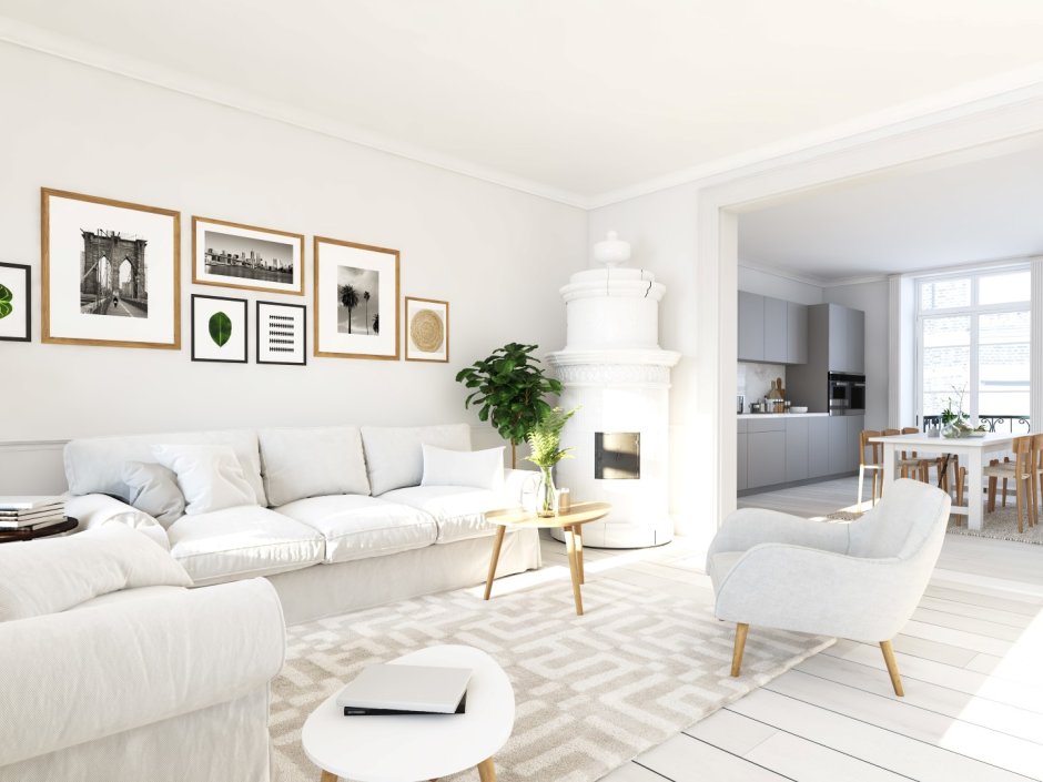 Гостиная белая семья