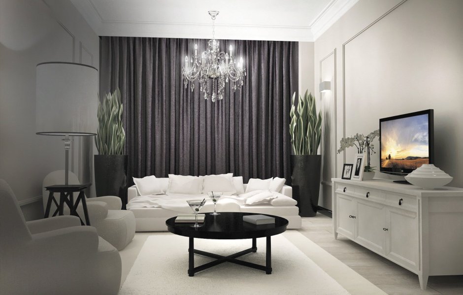 Белая гостиная в стиле Минимализм