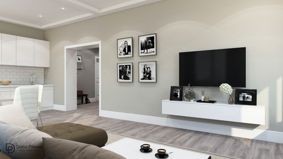 Гостиная в белых тонах