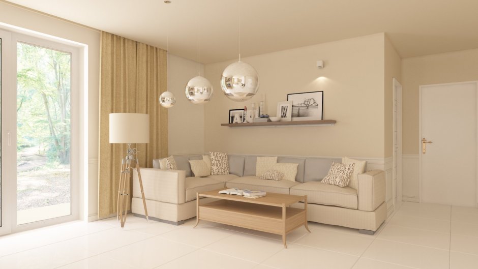 Зал с белыми стенами