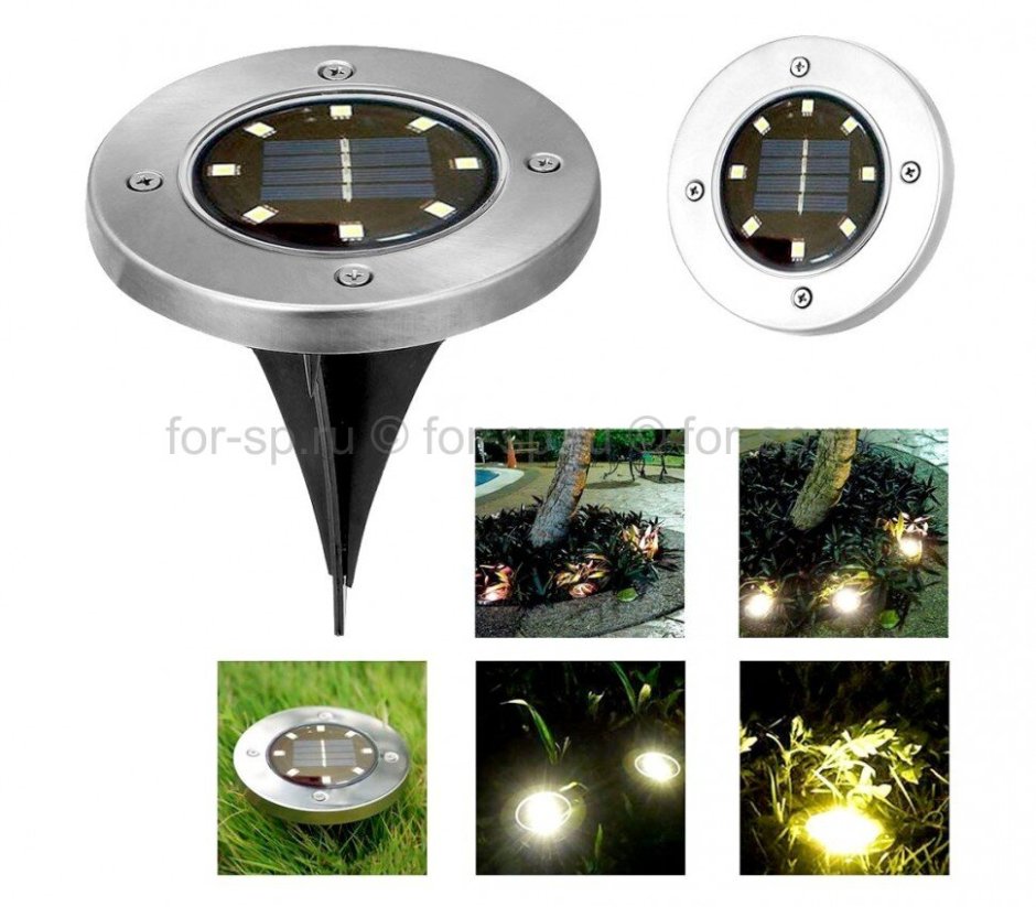 Садовый светильник на солнечной батарее Disk Lights 8 led
