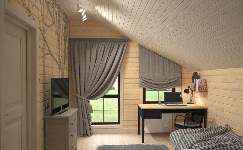 Мансарда экостиль вагонка