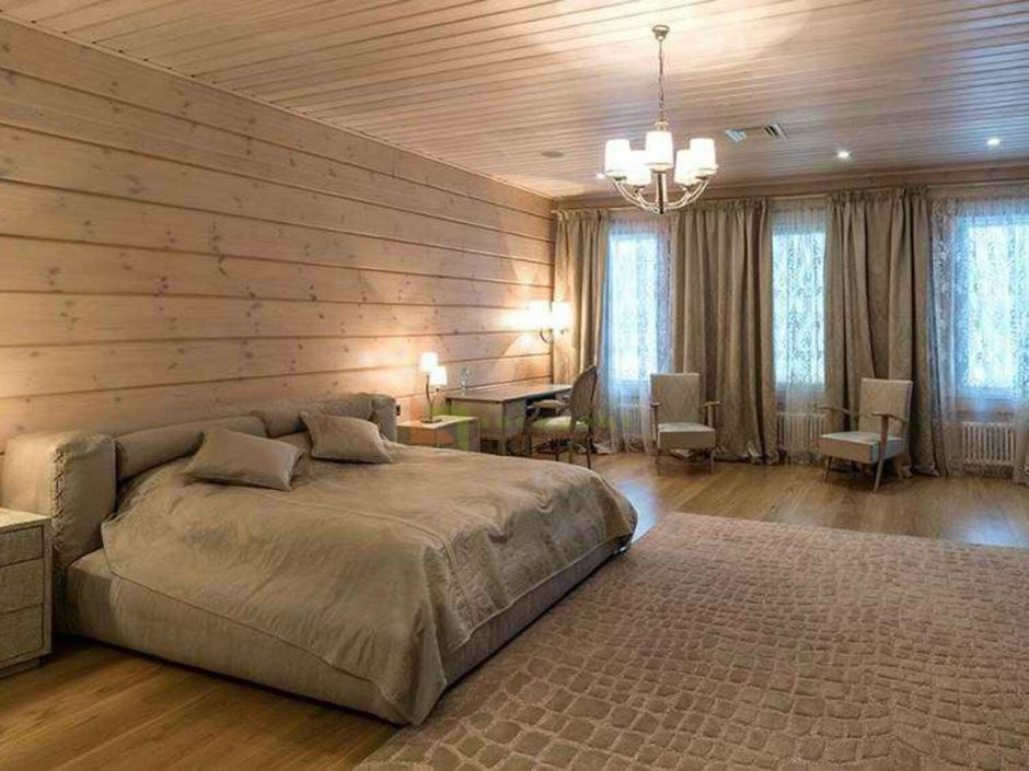 Имитация бруса в спальне