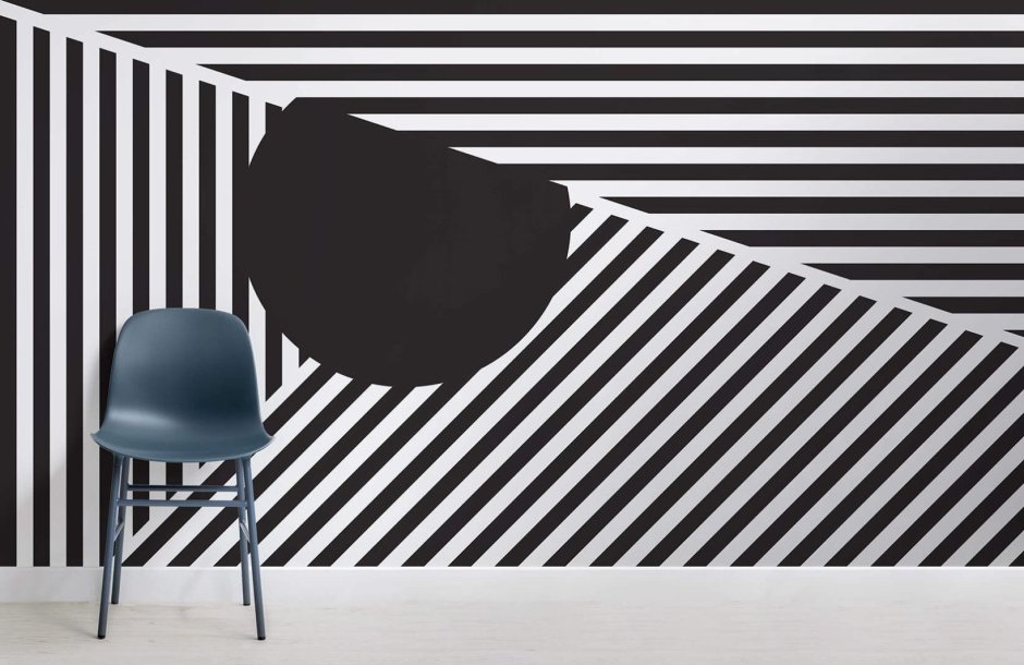 Интерьер в черно белых тонах в полоску