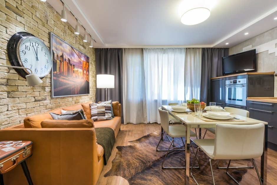 Кухня с гостинной 15кв м интерьер