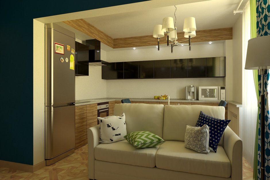 Кухня с гостинной 25кв м интерьер планировка