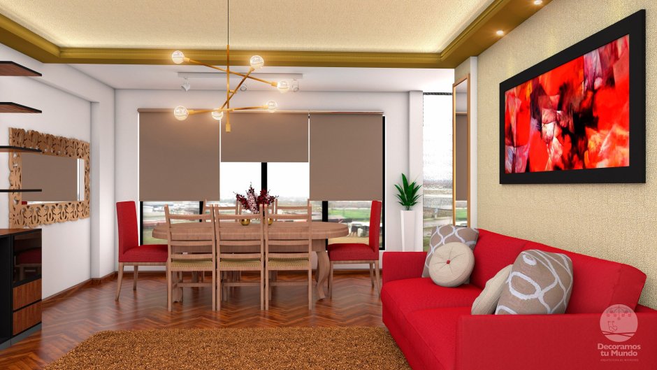 Гостиная столовая с телевизором