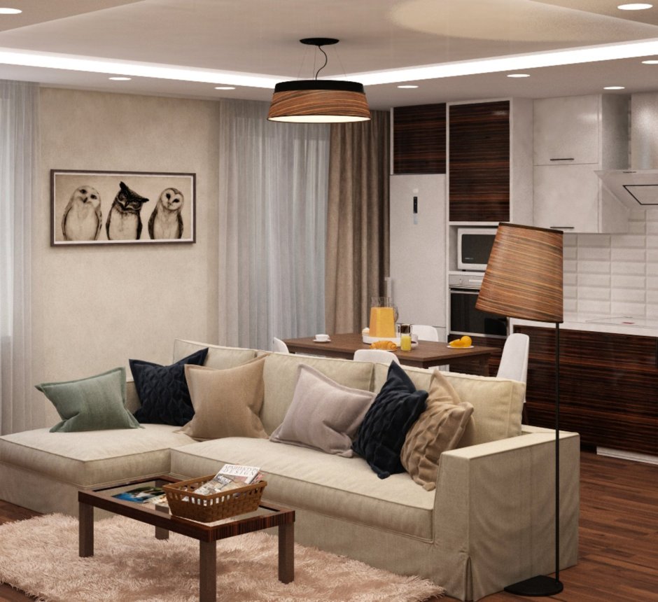 Диван посередине гостиной