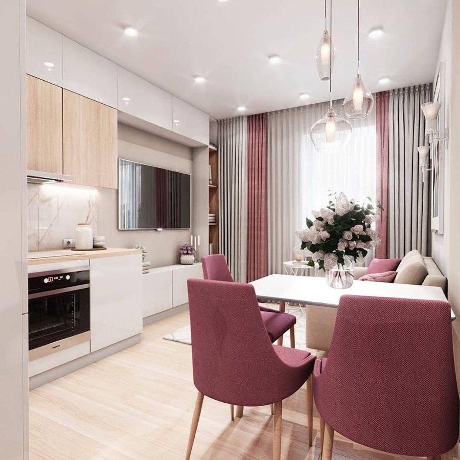 Телевизор в кухне гостиной