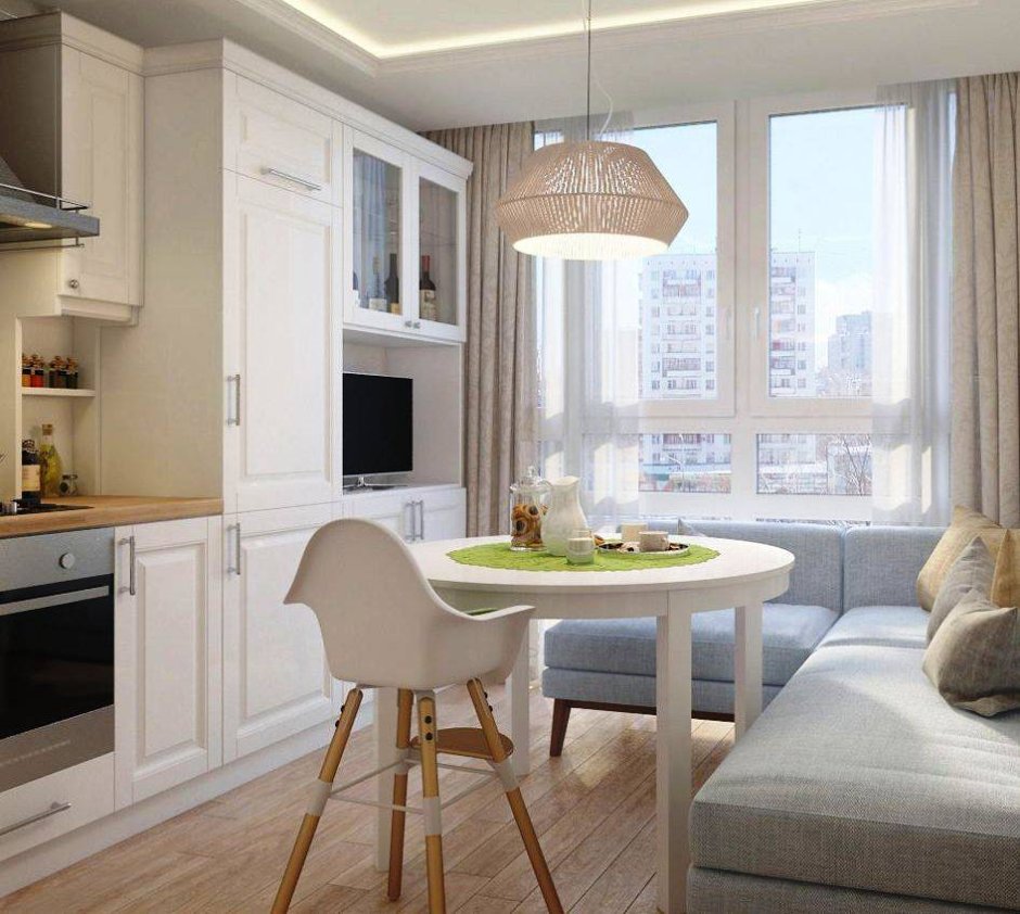 Гостиная с кухонной зоной