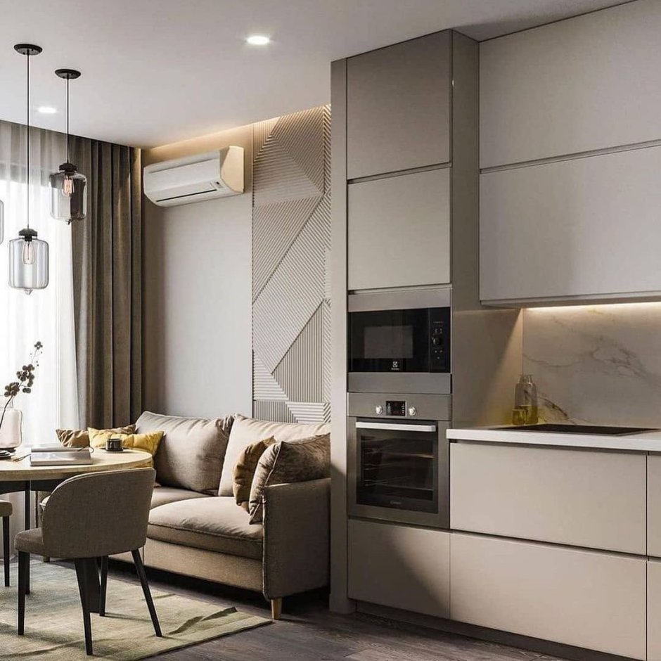 Кухня гостинная 9кв м с диваном