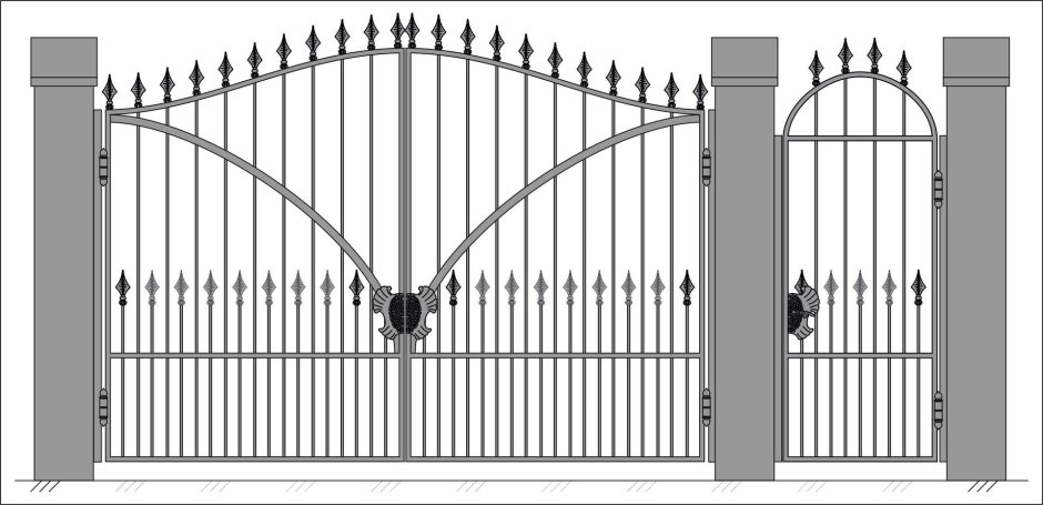 Чертеж распашные въездные ворота
