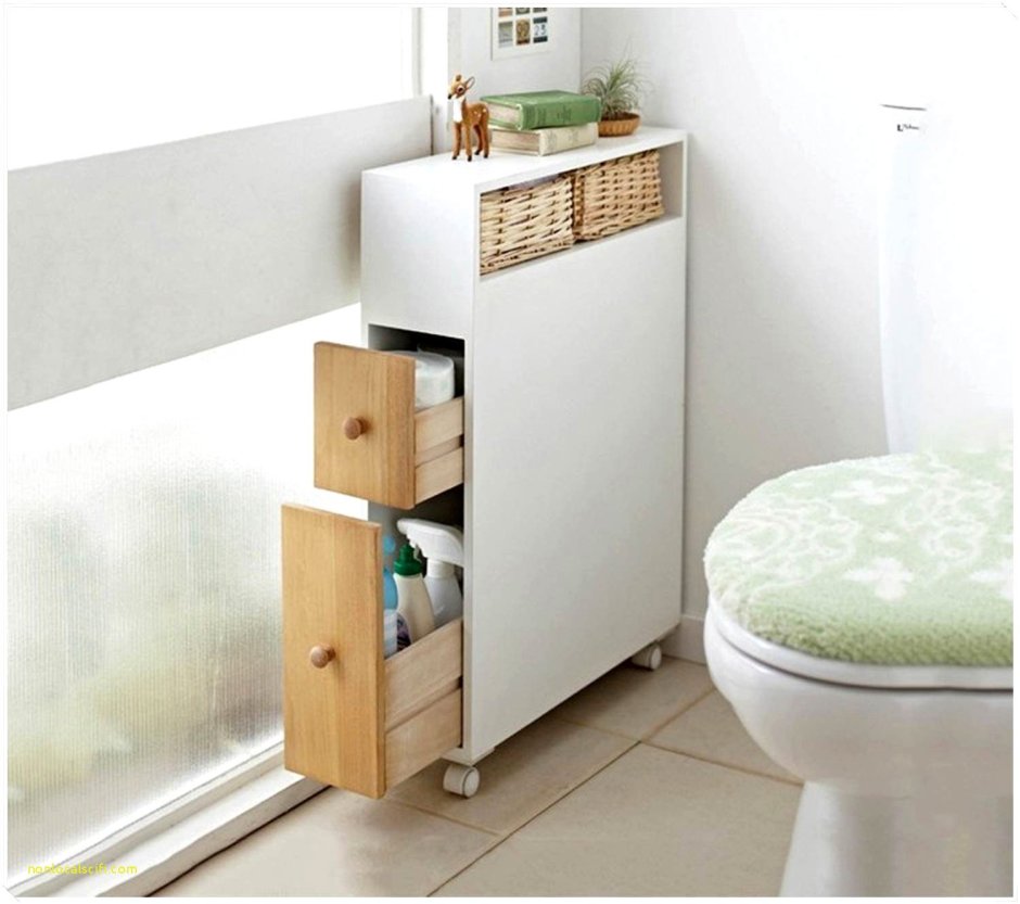 Узкий шкаф в ванную комнату