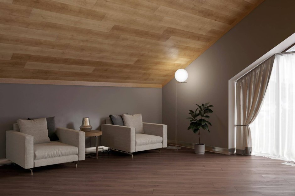 Отделка мансарды ламинатом