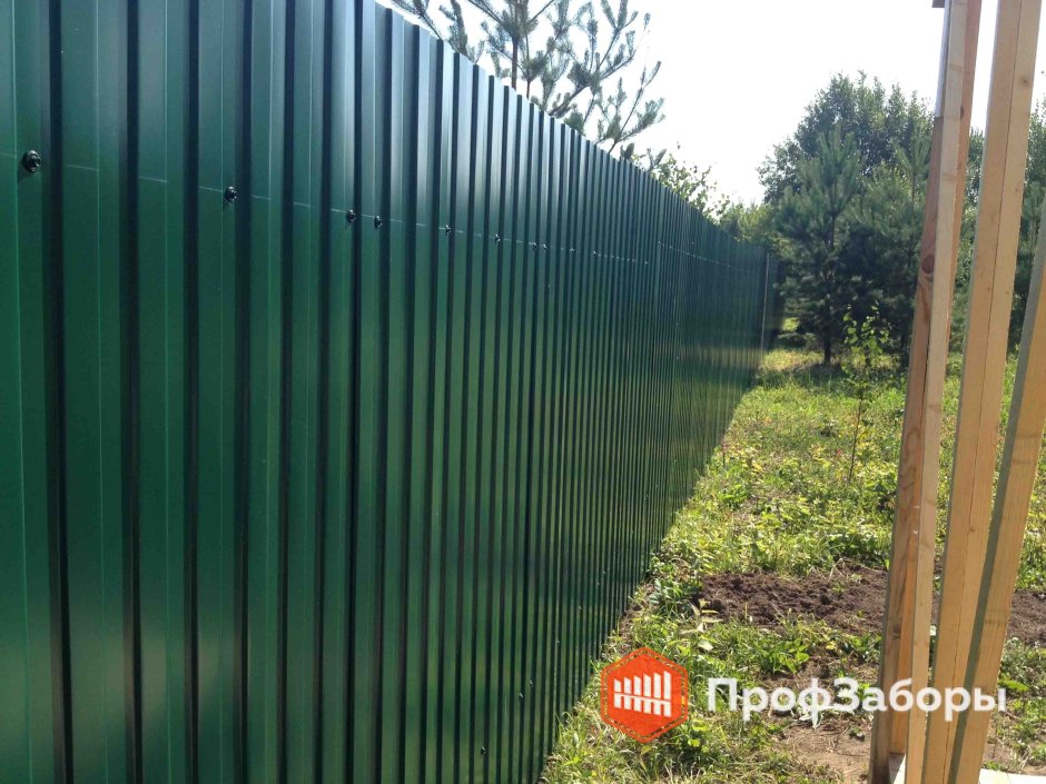 Зеленый забор из профнастила