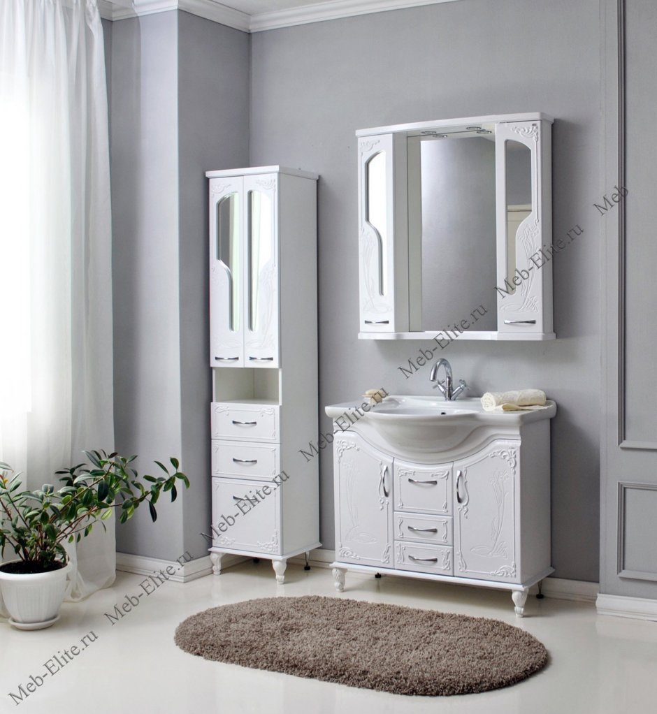 Мебель для ванных комнат на белом фоне