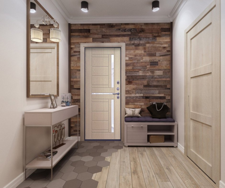 Ламинат на стену в прихожей