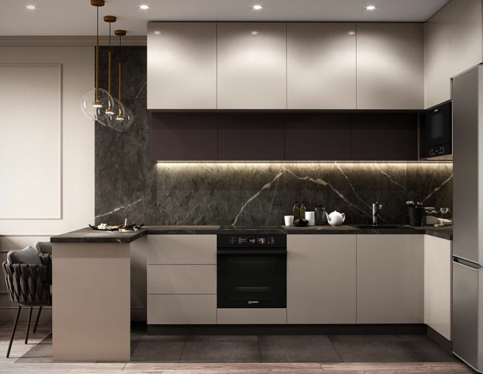 Темный фартук на кухне