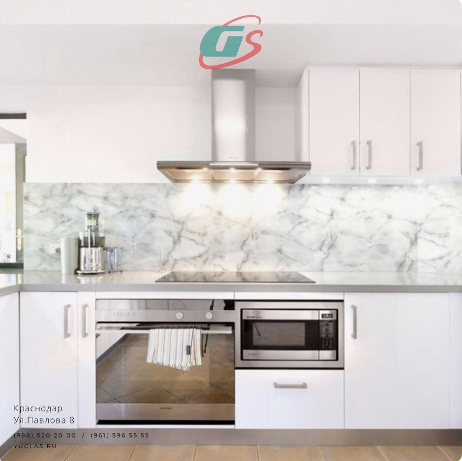 Фартук для кухни мрамор белый