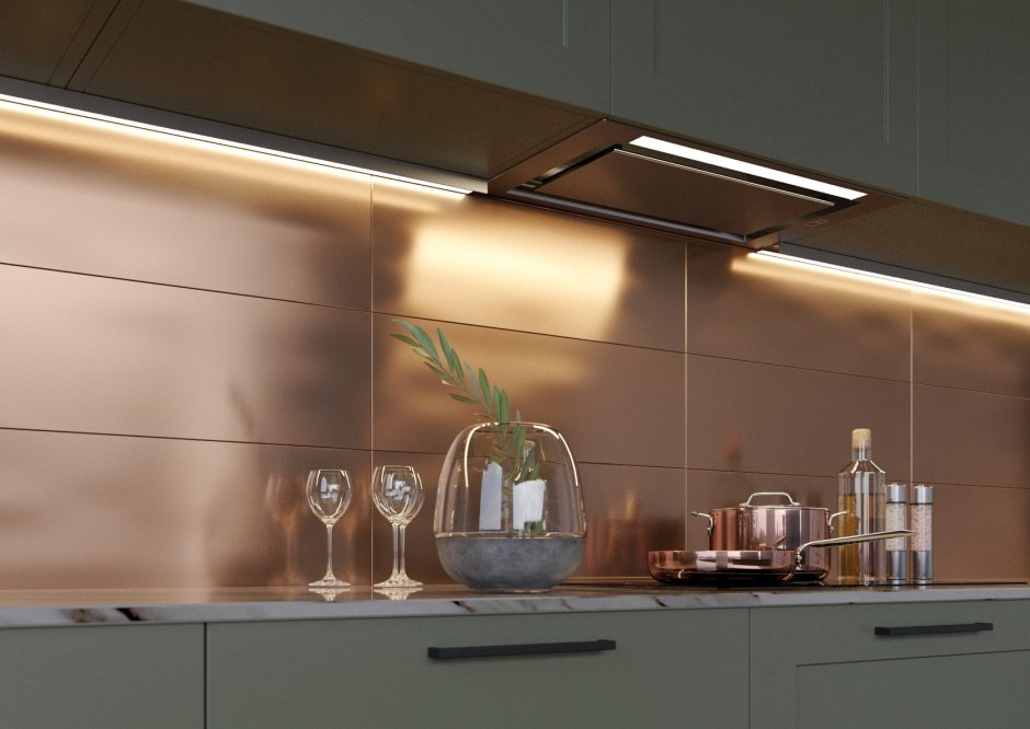 Кухонные фасады в алюминиевой рамке