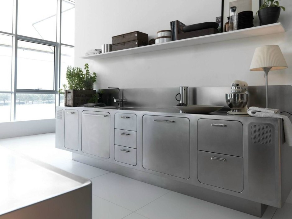 Металлические фасады кухня металл