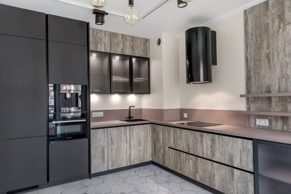 Кухонный гарнитур стального цвета