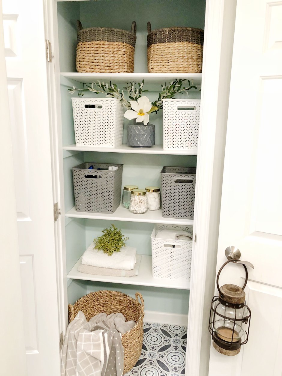 Организация хранения в ванной в шкафу