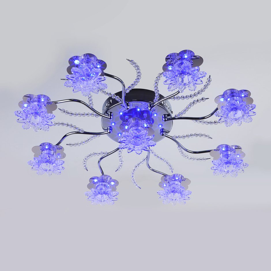 Люстра 80011/9 хром/синий/красный/фиолетовый Евросвет