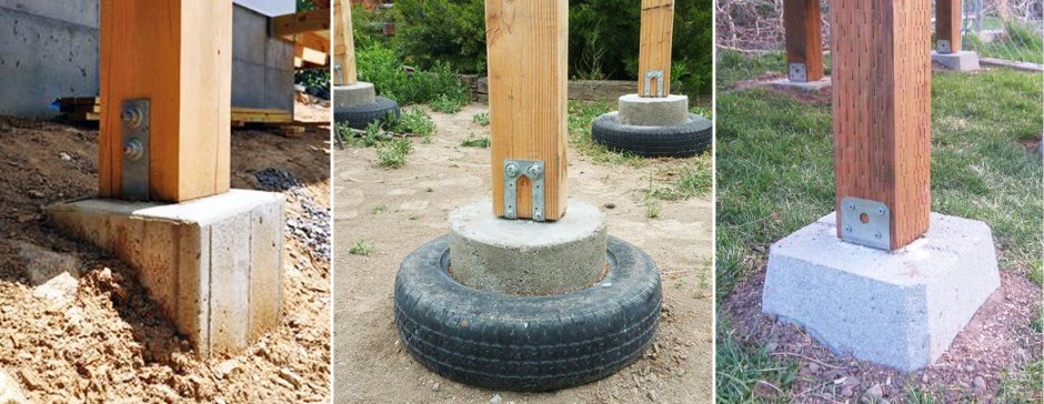 Опоры навеса из бруса 100х100