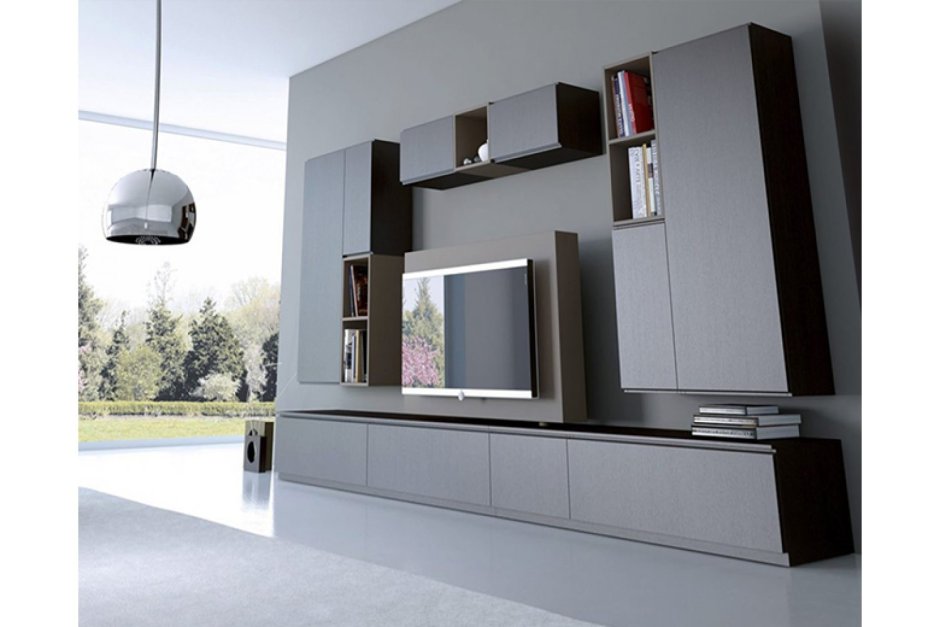 Современная стенка Blade 4 x черный глянец