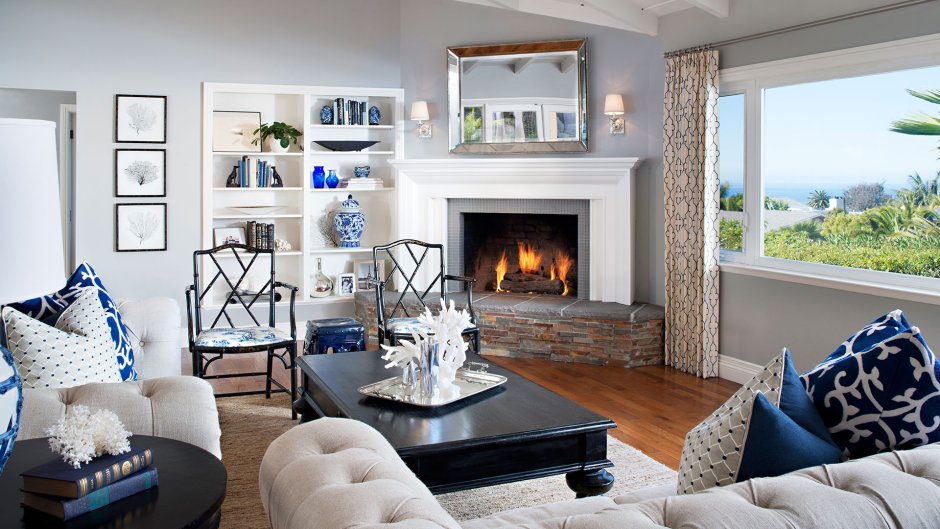 Камины в интерьере гостиной