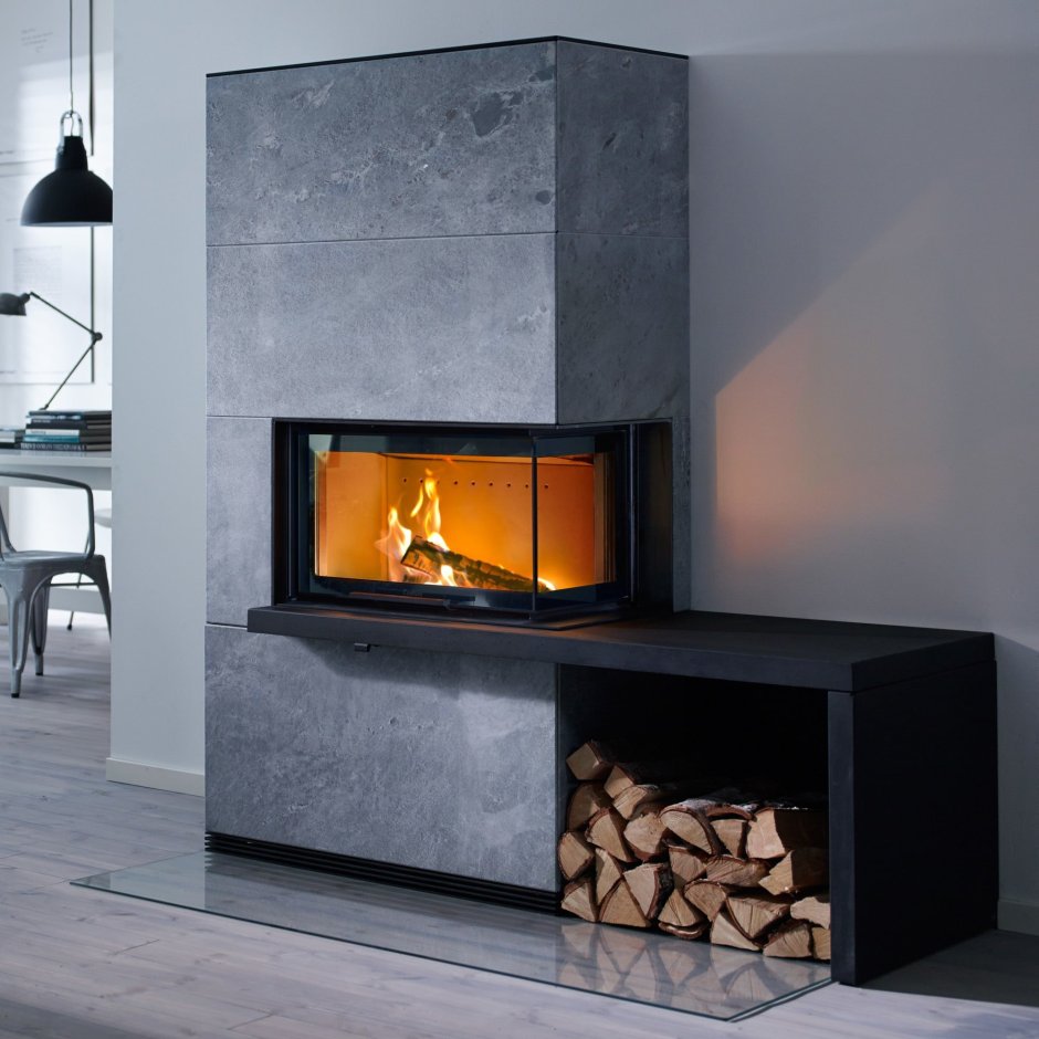 Стенка с камином в гостиную в современном стиле