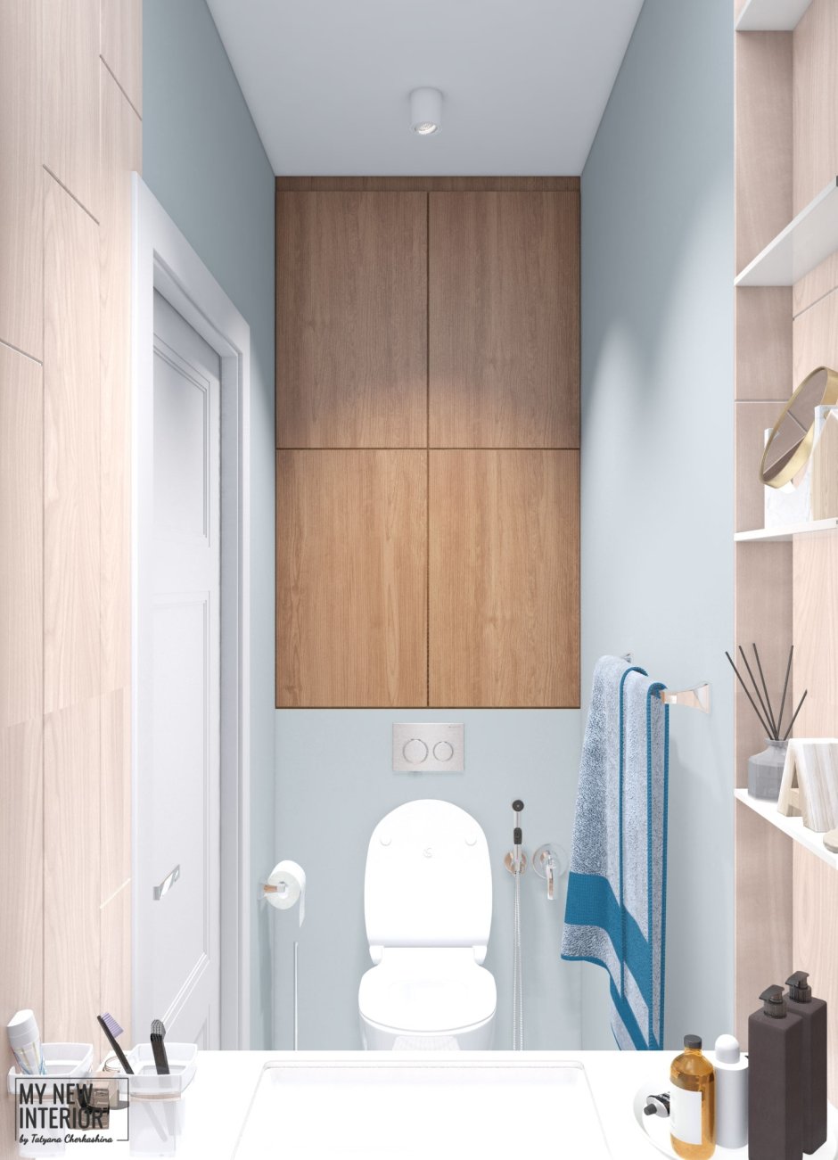 Деревянный шкаф в туалете