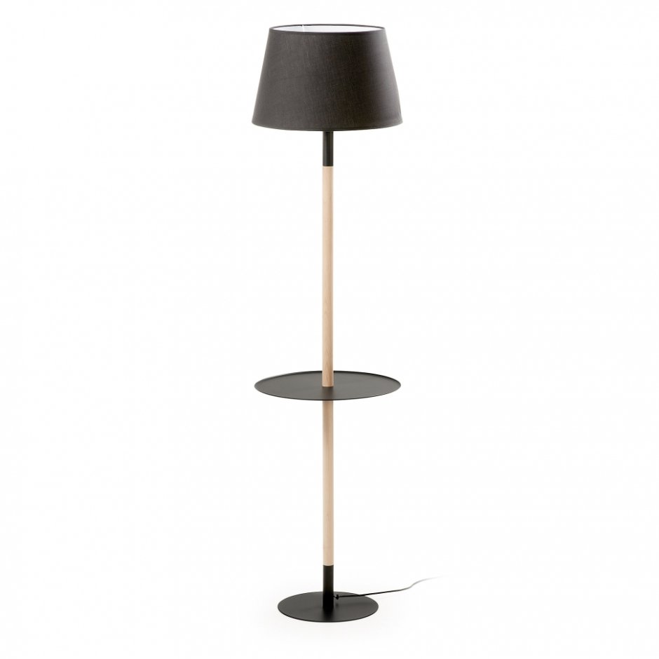 Торшер черный со столиком