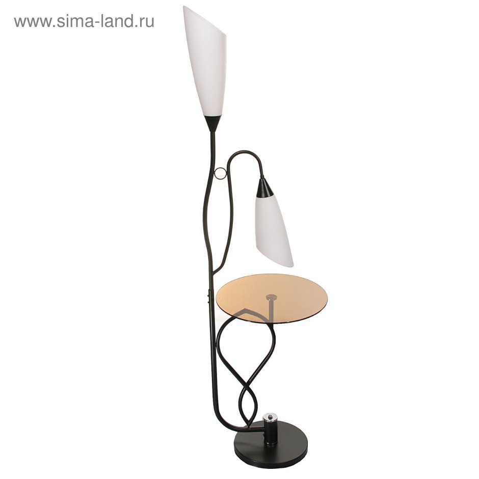 Торшер со столиком 8821 черный/белый плафон пластик 2x40w e27 bth15