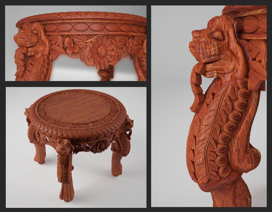 Резьба по дереву стол круглый